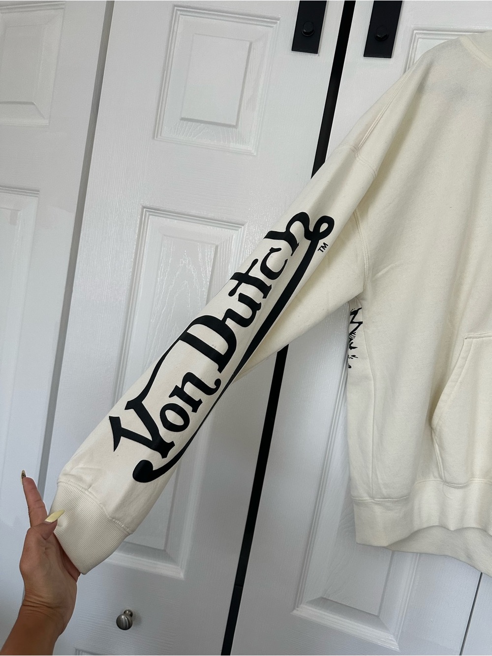 Von Dutch Full Zip Hoodie White Oversized Graphic Logo Sweatshirt Size Large - Picture 4 of 10